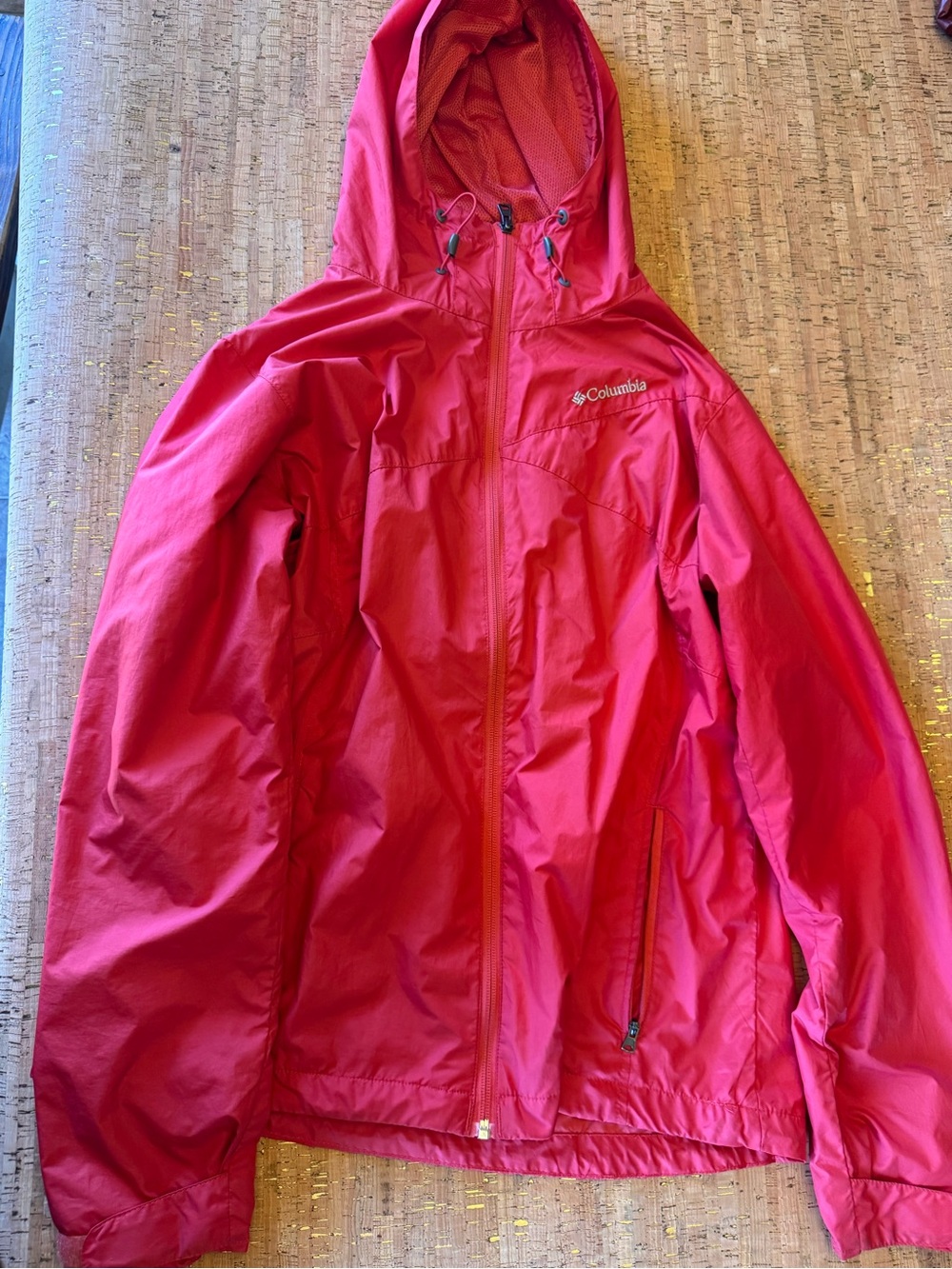 Columbia Women's Red Hooded Rain Jacket